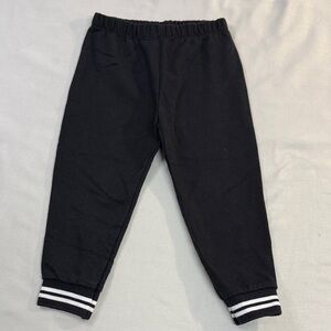 2T Classic Black Kids Jogger Pants with Striped Cuffs